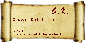 Orovan Kalliszta névjegykártya